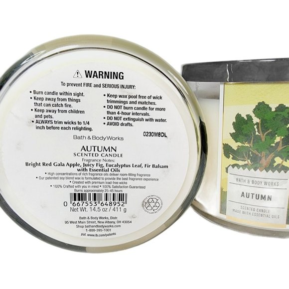 2 Bath & Body Works AUTUMN SCENTED 3 Wick Candles - Picture 6 of 6